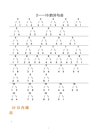 2到10的分与合表