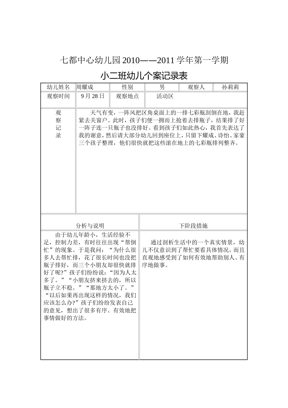 小二班幼儿个案记录表_第3页