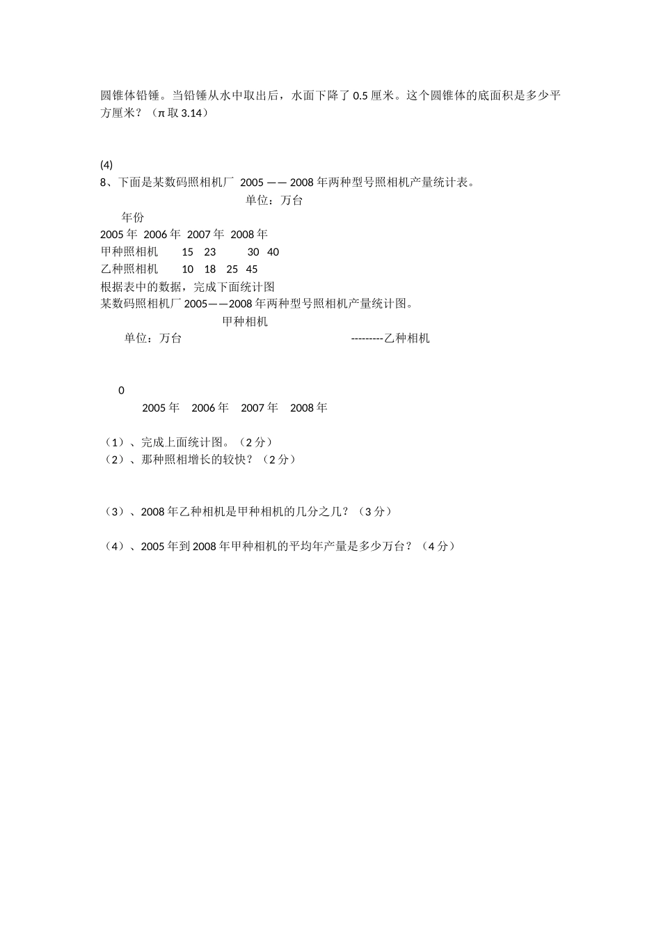 小学六年级数学模拟试题_第3页