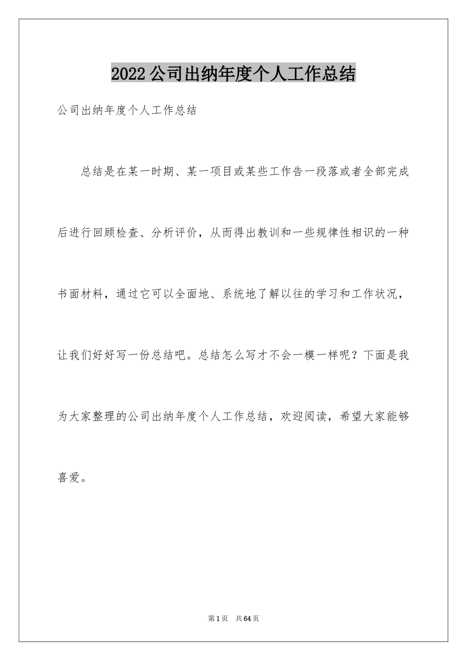 2024公司出纳年度个人工作总结_1_第1页