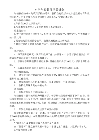 小学年轻教师培养计划