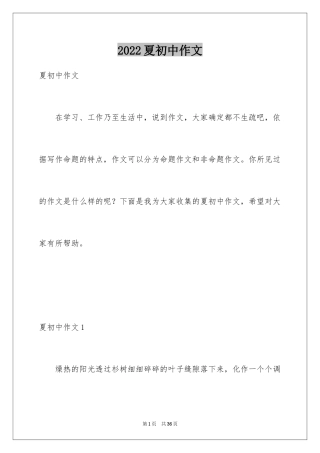 2024夏初中作文