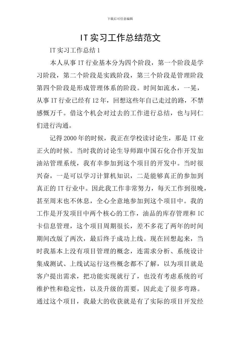 IT实习工作总结范文_第1页