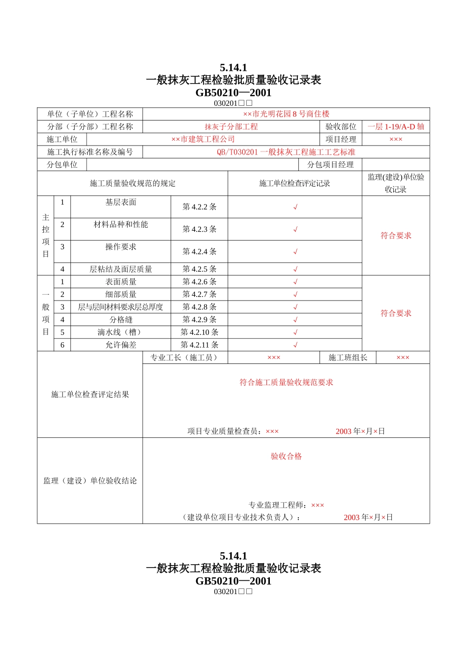 8、装饰装修工程检验批质量验收记录表_第1页