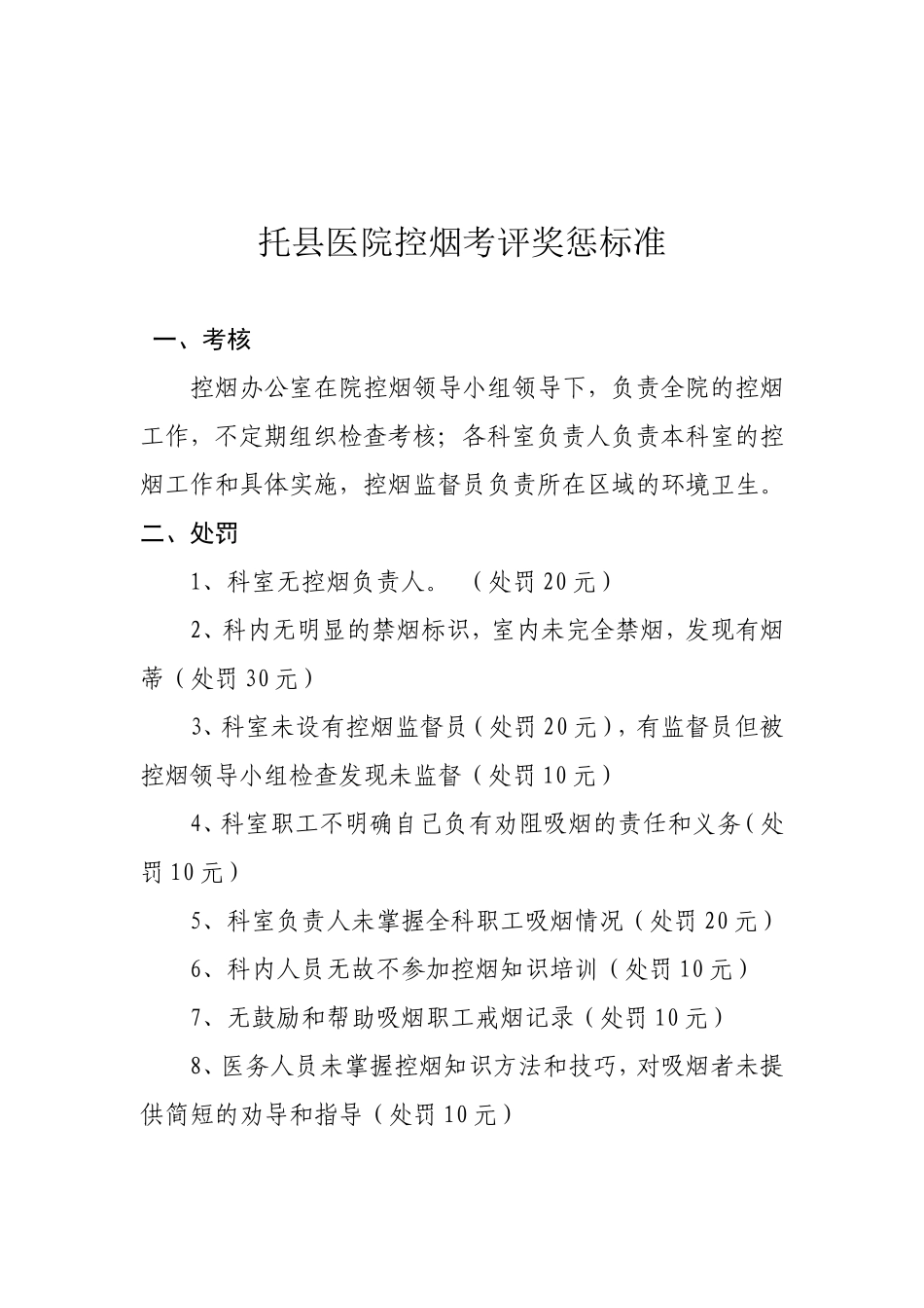 2017医院控烟考评奖惩制度、考评奖惩标准、考评奖惩记录表_第3页