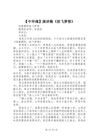 【中华魂】致辞演讲稿《放飞梦想》
