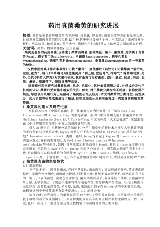 药用真菌桑黄的研究进展