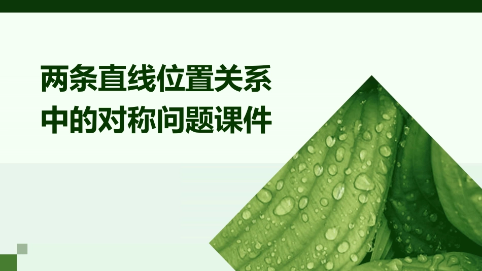 两条直线位置关系中的对称问题课件_第1页