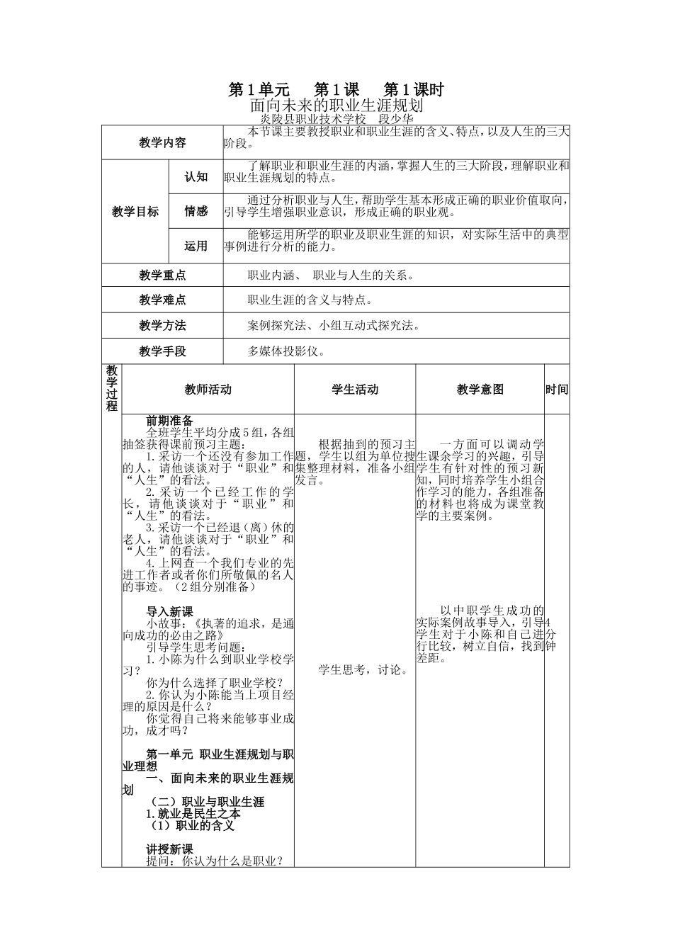 职业生涯规划全册教案_第1页