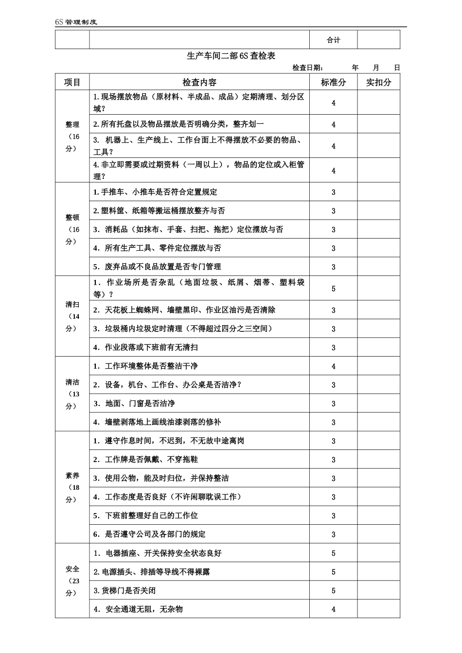 6S管理评分表_第2页