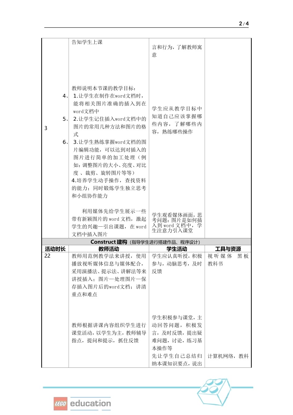 中小学乐高教育教学设计模板--信息技术11_第2页