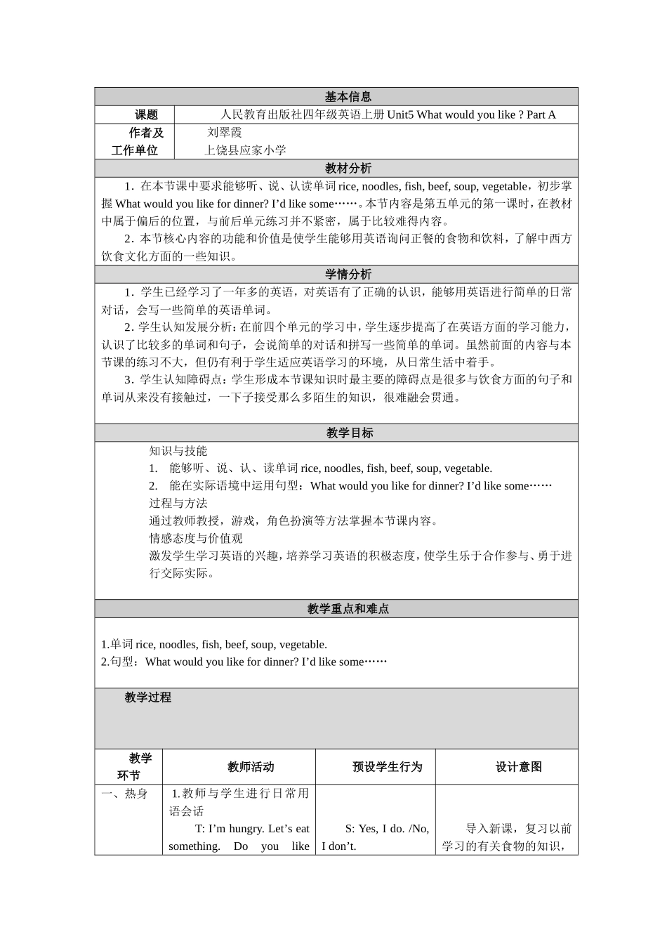 小学英语教学设计与反思_第1页