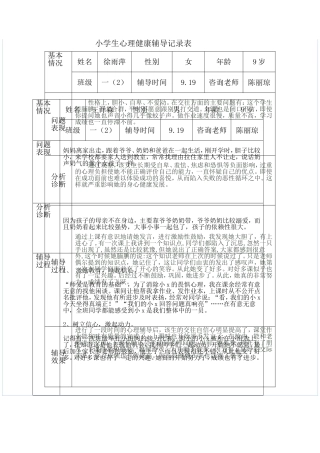202小学生心理健康辅导记录表