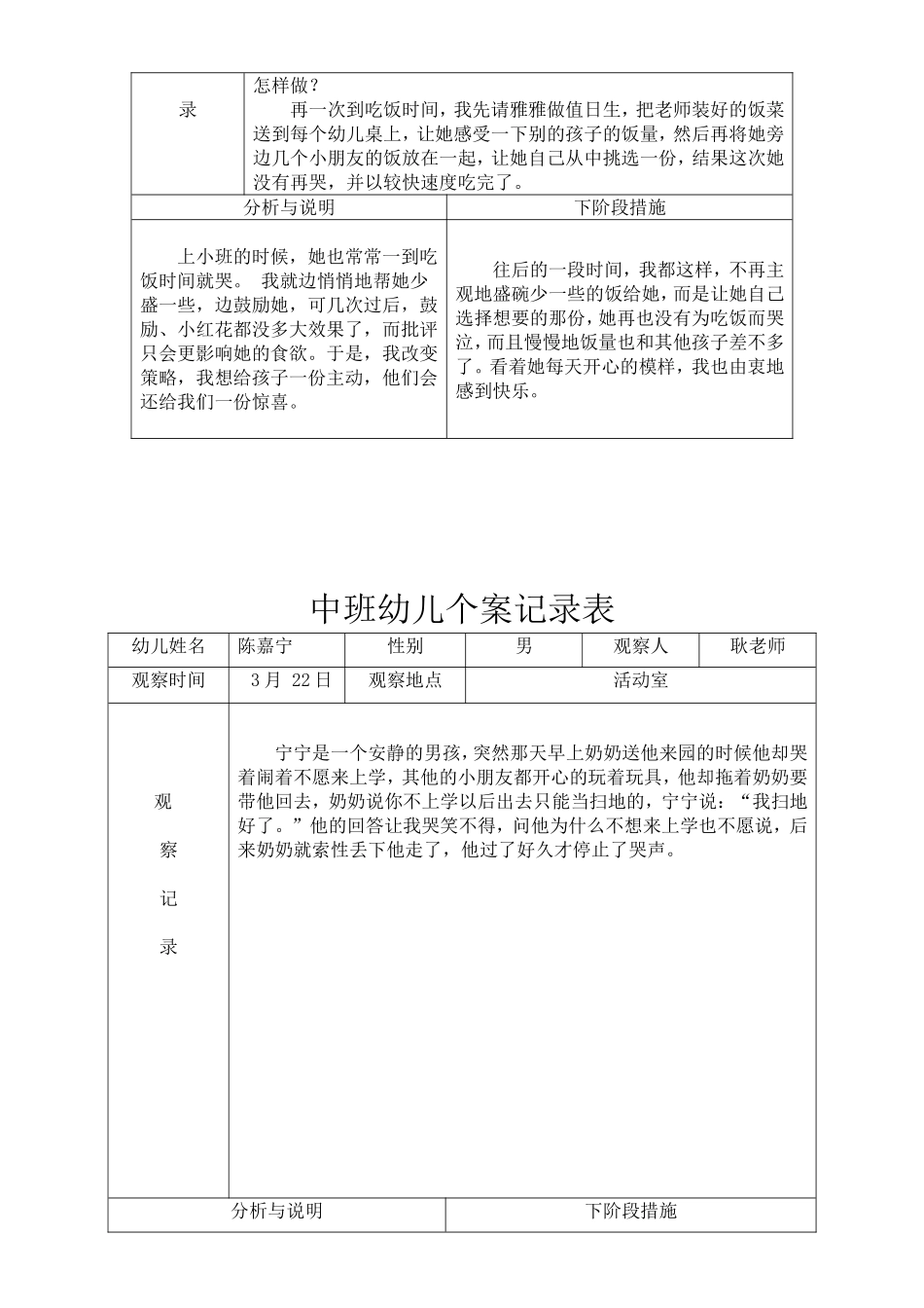 中班观察记录表_第3页