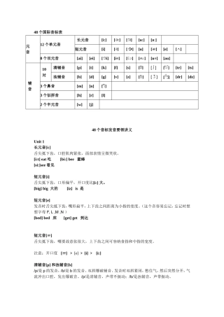 48个国际音标表发音整理
