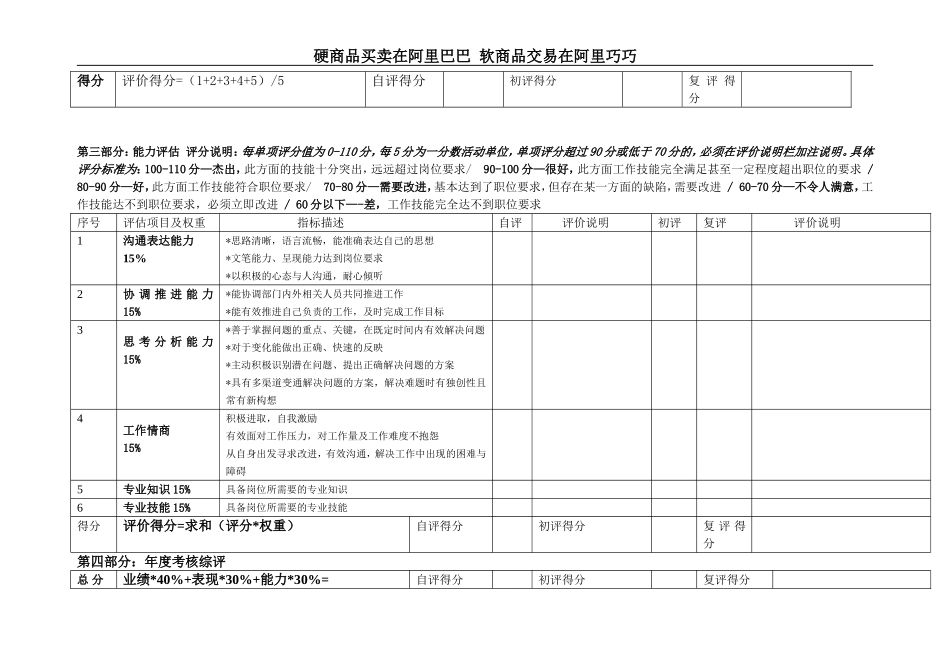 阿里巴巴年度考核表(非管理岗位)1_第3页
