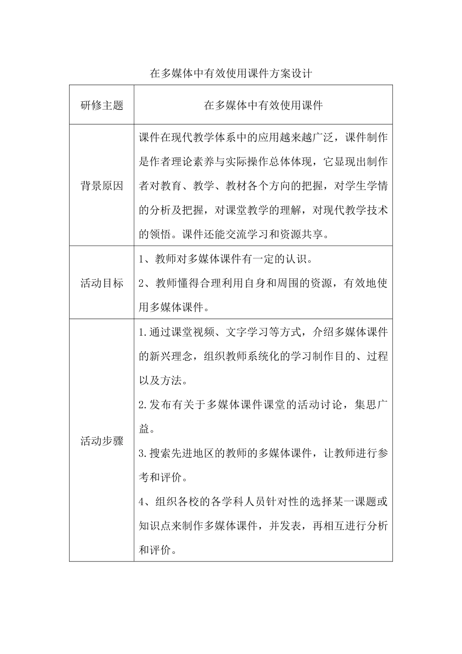 在多媒体中有效使用课件方案设计_第1页