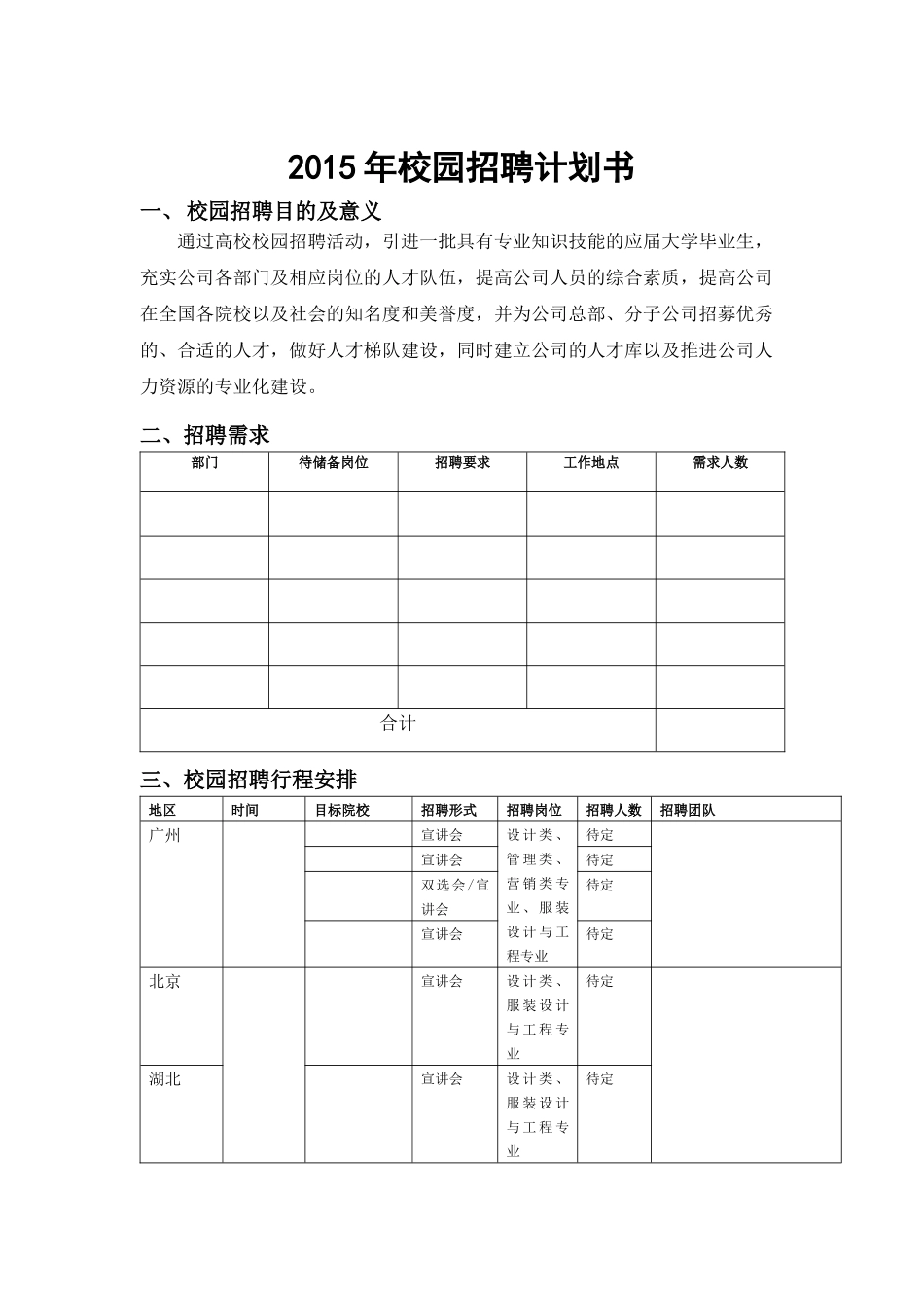 校园招聘计划书_第1页