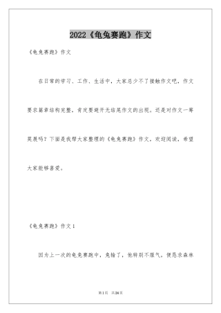 2024《龟兔赛跑》作文