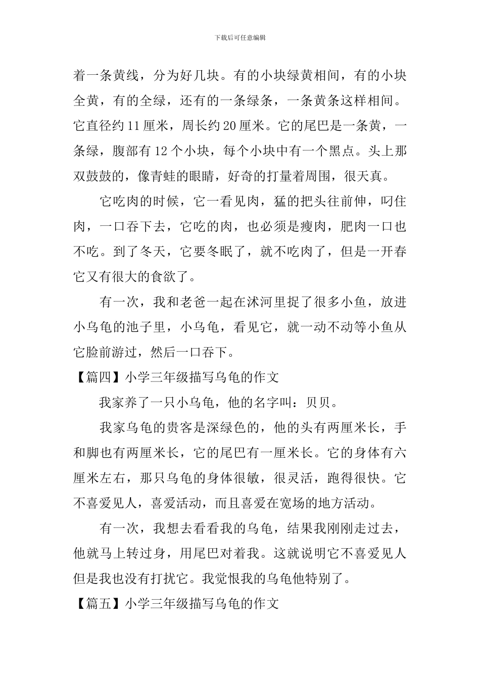 小学三年级描写乌龟的作文6篇_第3页