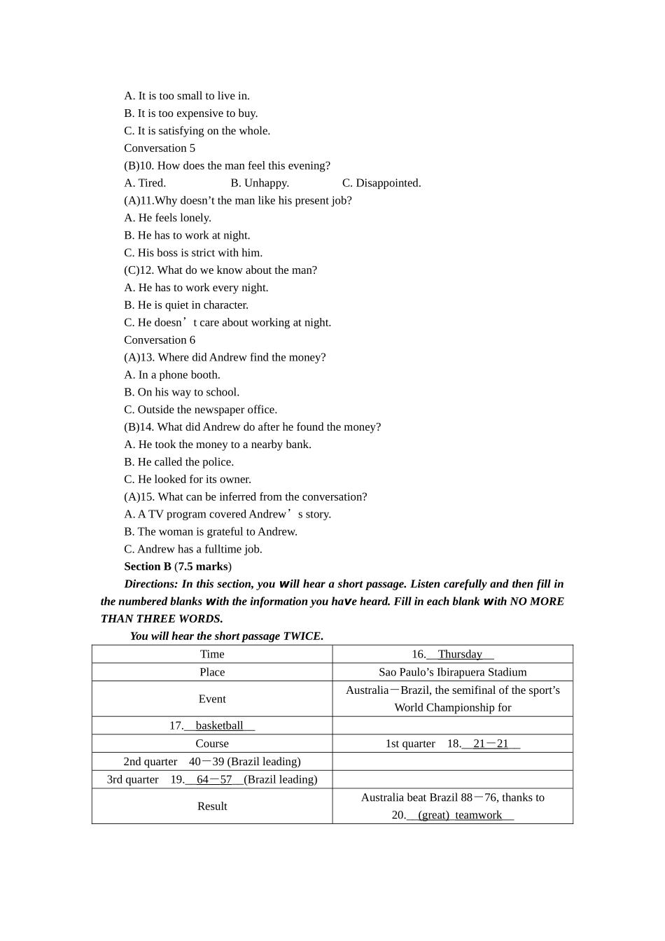 湖南省长沙市重点中学2014届高三第四次月考英语试题_Word版含答案_第2页