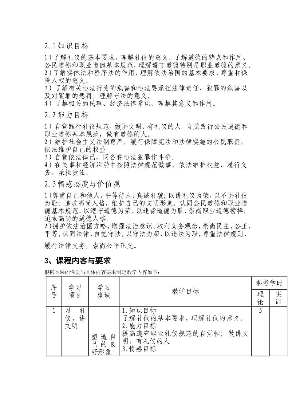 职业道德与法律课程标准_第3页
