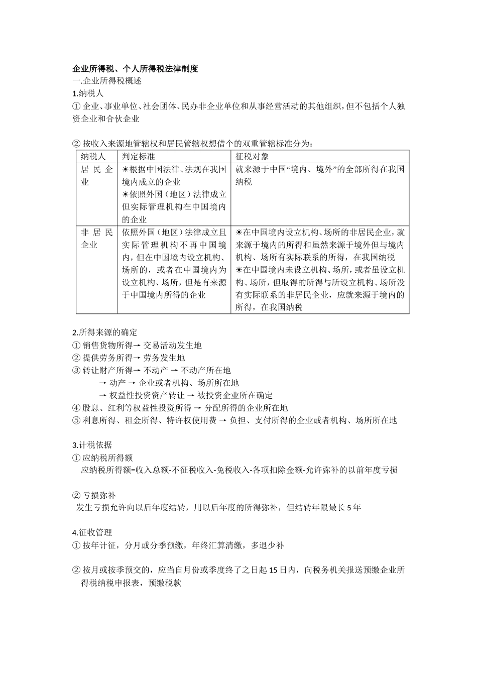 2018会计初级《经济法基础》《企业所得税和个人所得税》主要知识点_第1页