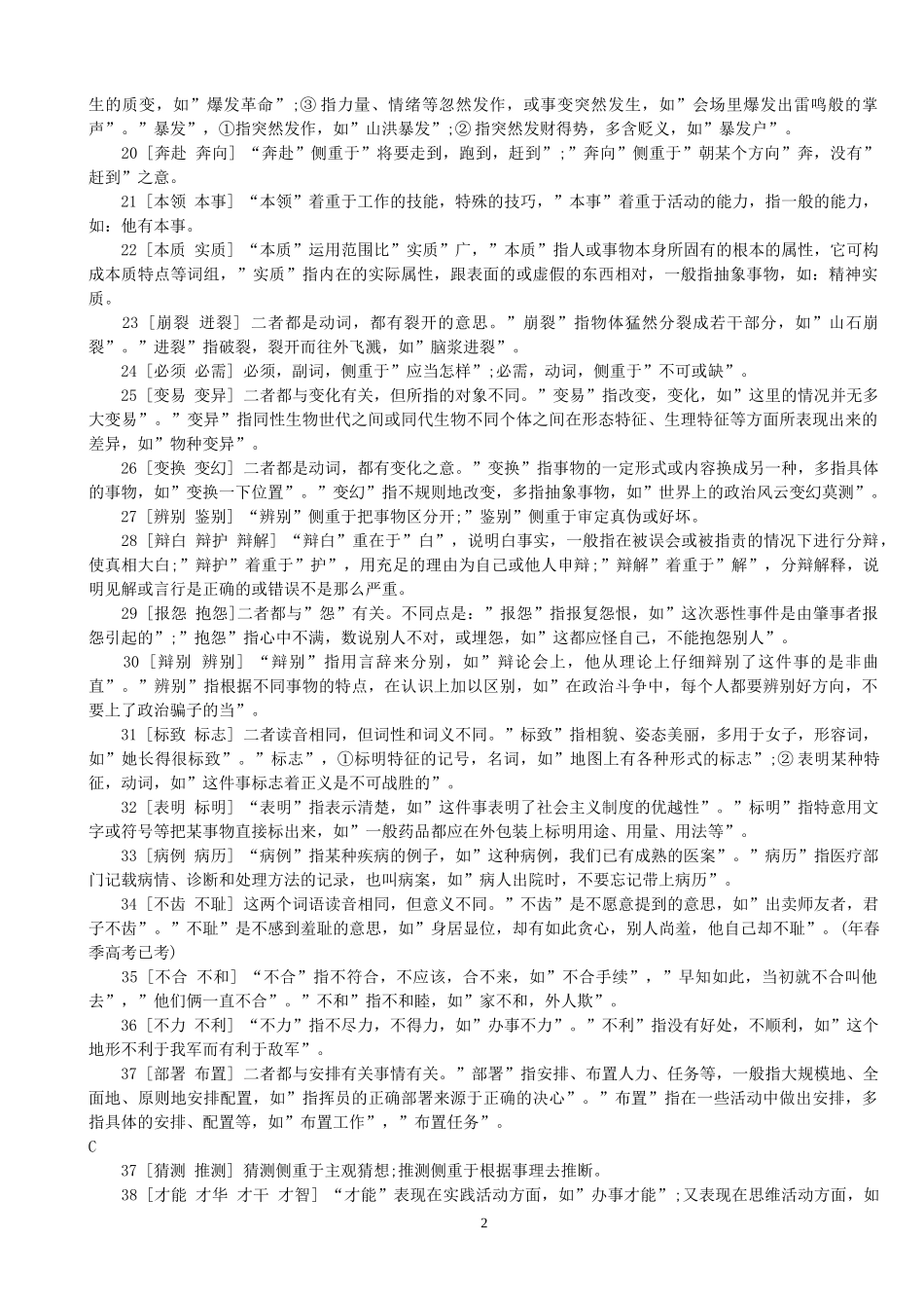 1000多对-公务员2013-言语理解与表达-常用-词语-实词-虚词-成语-辨析-非常全_第2页