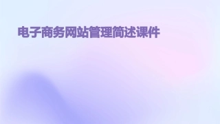 电子商务网站管理简述课件