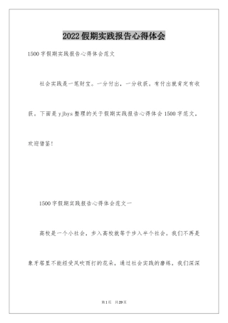 2024假期实践报告心得体会