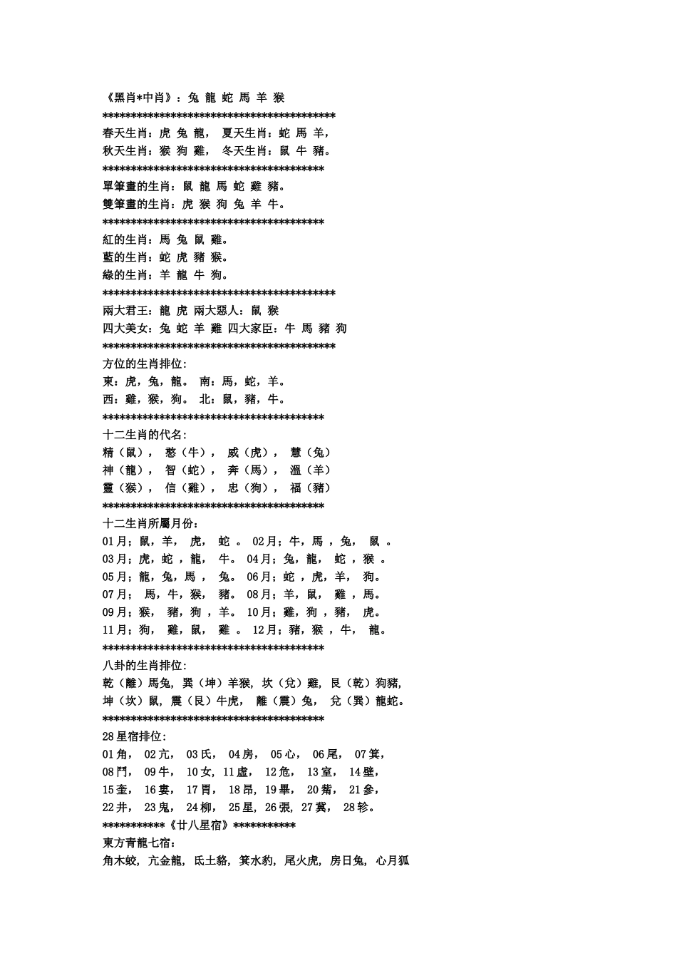 以下为2012年生肖号码属性对照表_第3页