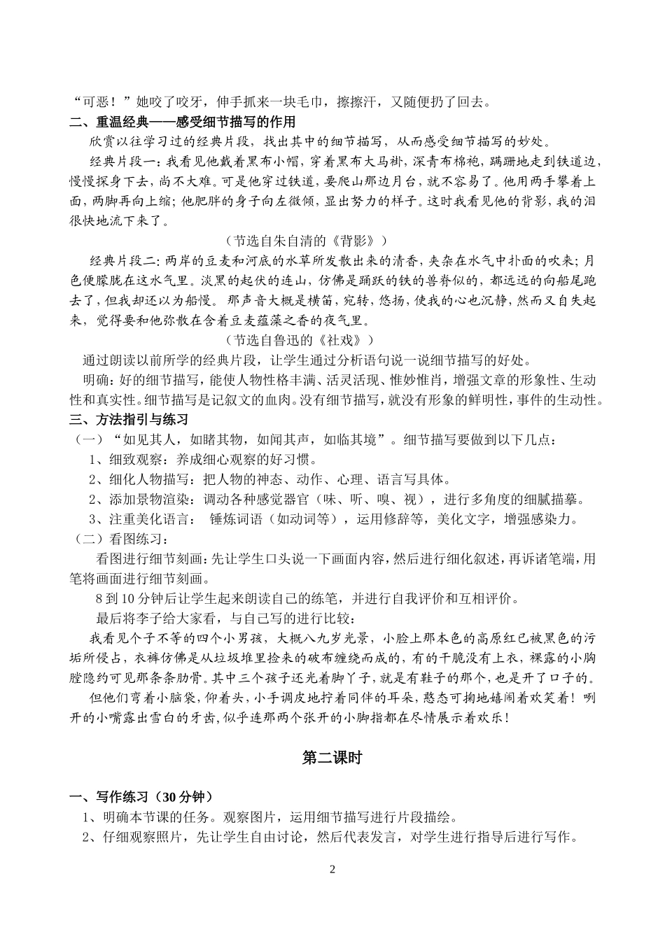 作文细节描写教学设计_第2页