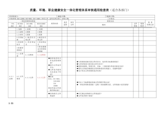 质量、环境和职业健康安全管理体系一体化内审通用检查表