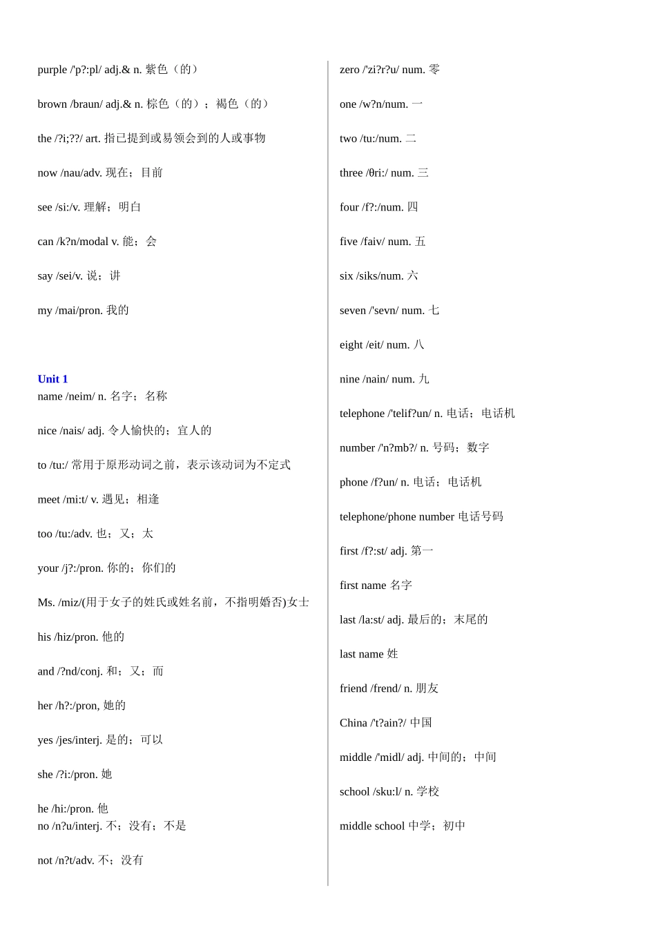 2017人教版七年级上册英语单词表_第2页