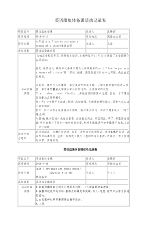 英语组集体备课活动记录表