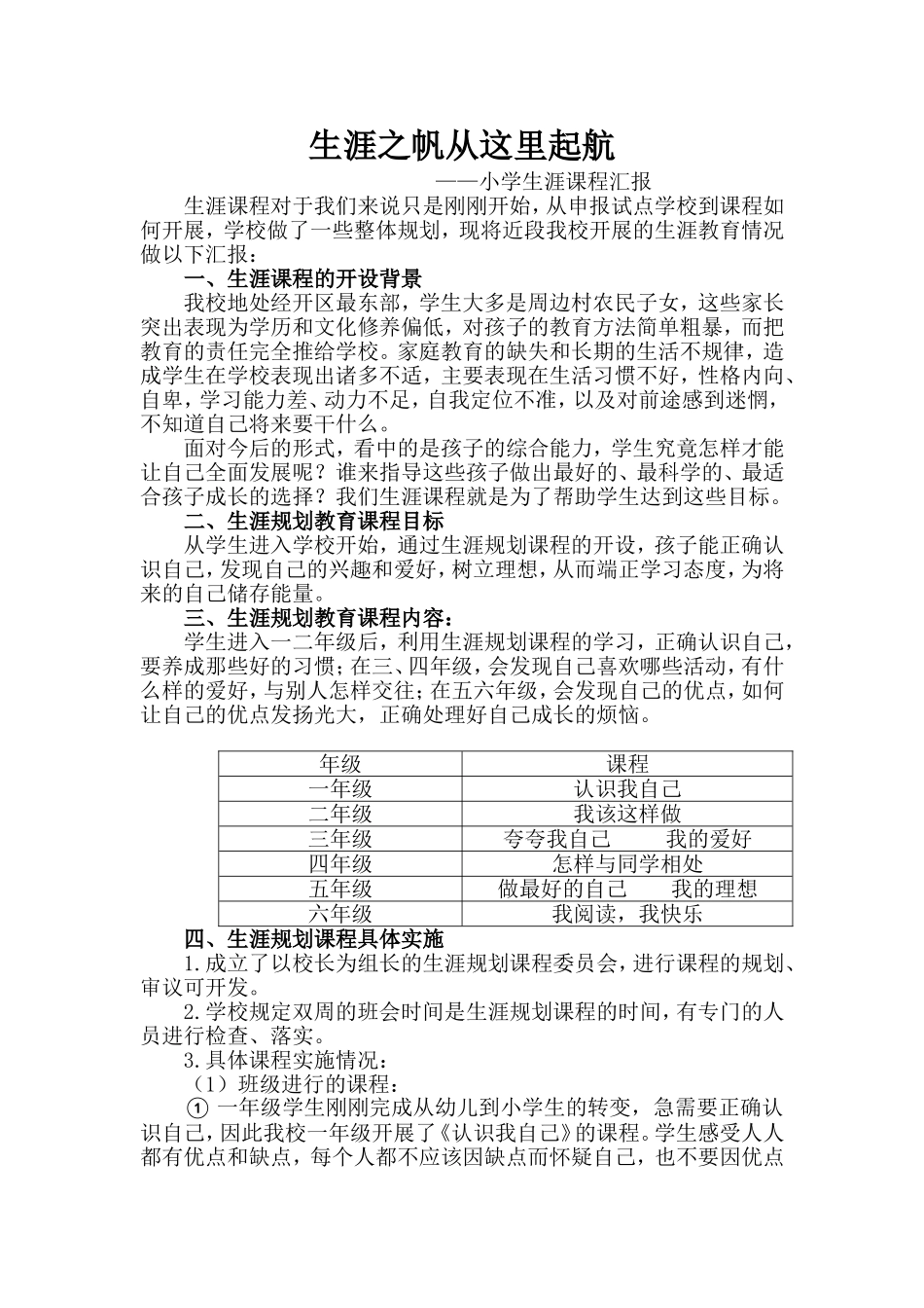 xx小学生涯规划课程_第1页