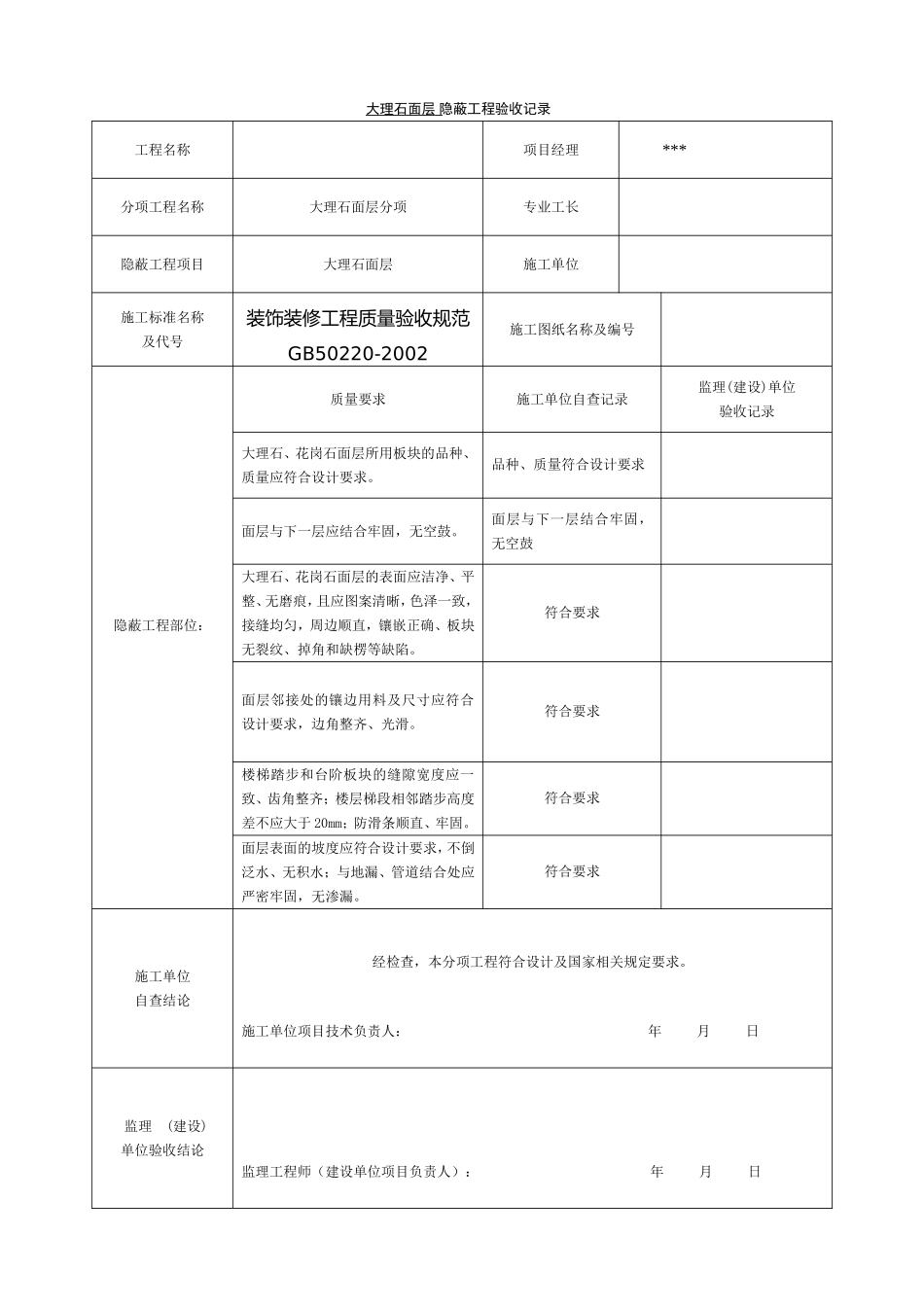 装饰装修隐蔽工程验收记录表(全套)_第3页