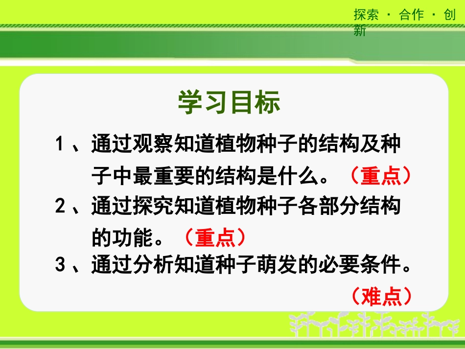 初中一年级生物上册第三单元生物圈中的绿色植物第五章绿色植物的一生第一节植物种子的萌发第一课时课件_第3页