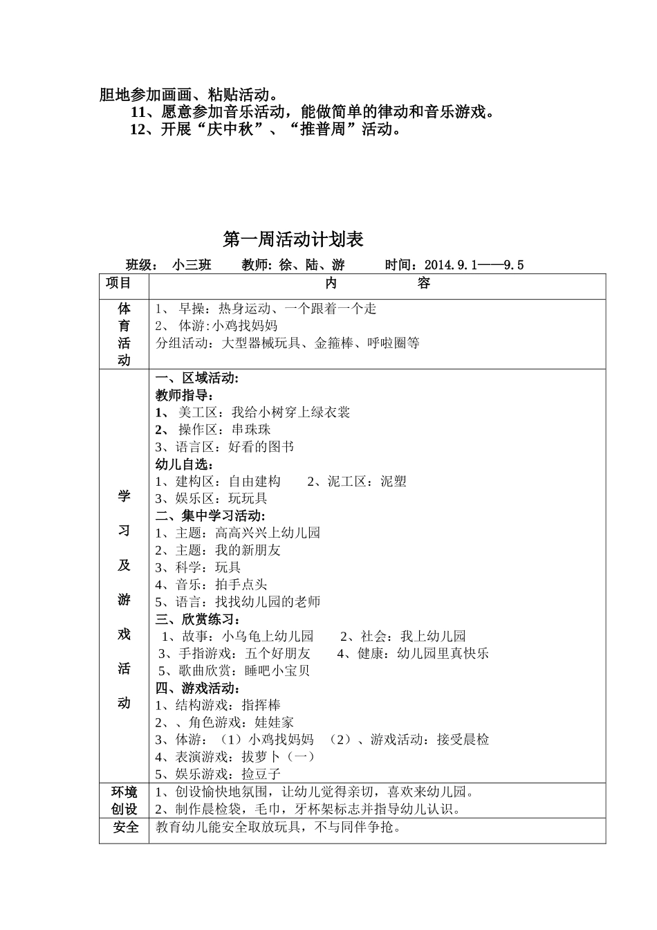 小班9月份计划_第2页