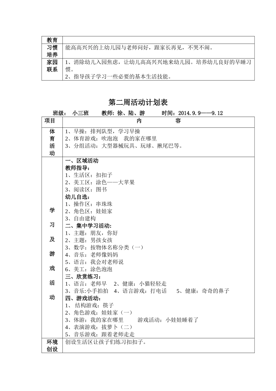 小班9月份计划_第3页