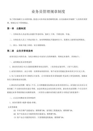 业务员管理规章制度(修改版)1
