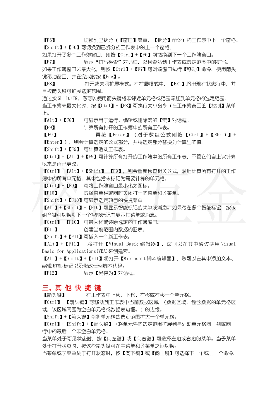Excel的快捷键一览表(超全)_第3页