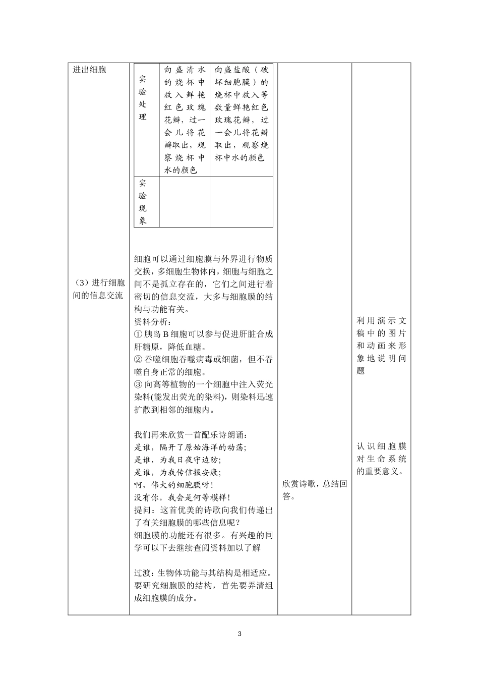 《细胞膜──系统的边界》教学设计_第3页