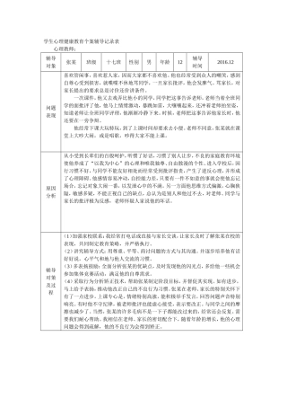 学生心理健康教育辅导记录表