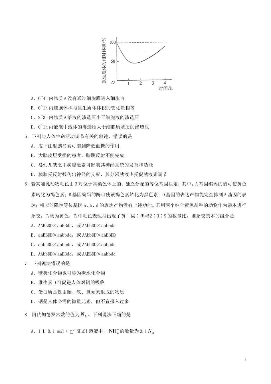 2017年普通高等学校招生全国统一考试理综试题(全国卷2-含答案)_第2页