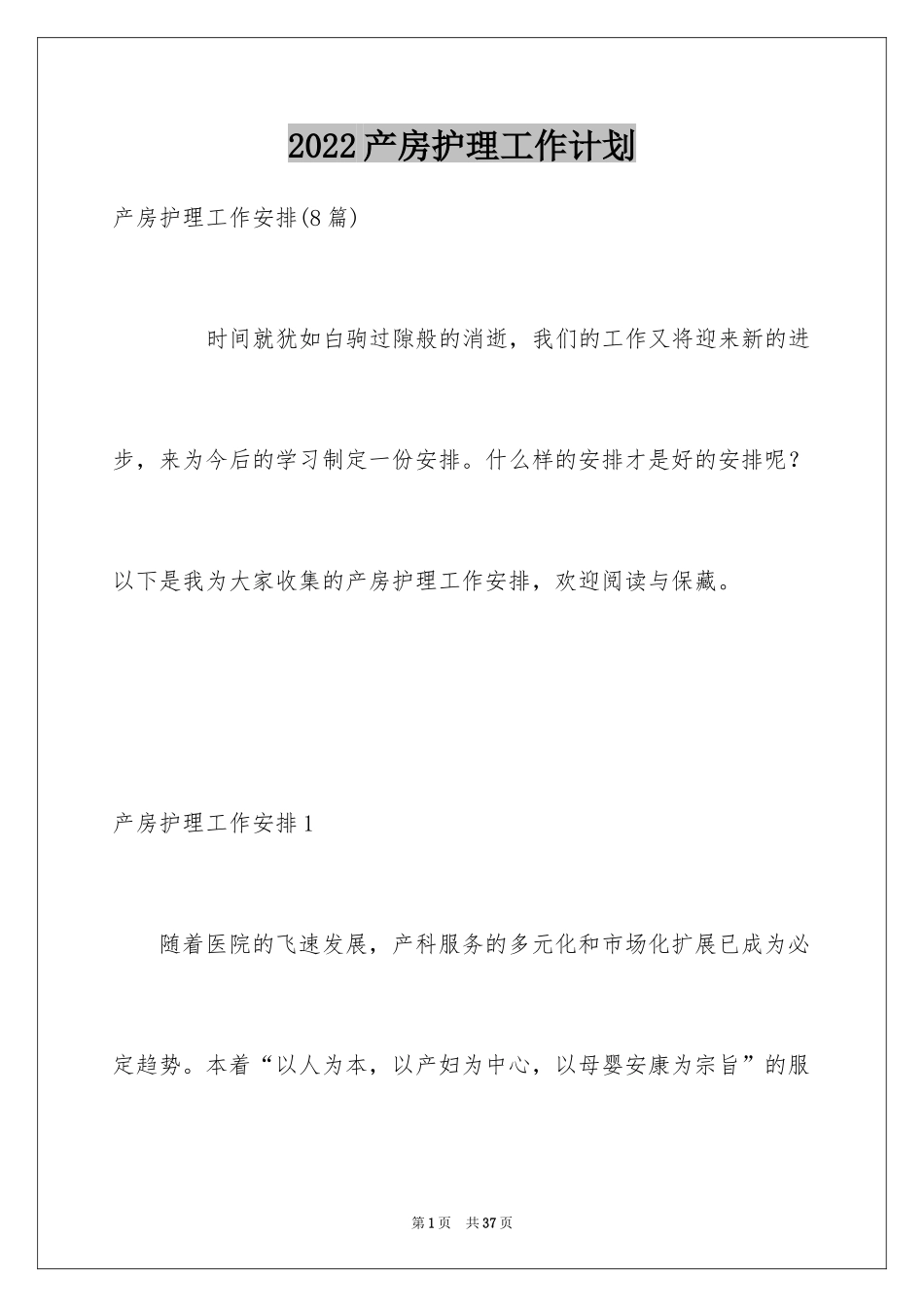 2024产房护理工作计划_1_第1页