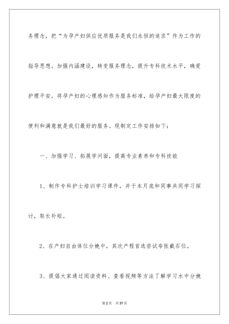 2024产房护理工作计划_1_第2页