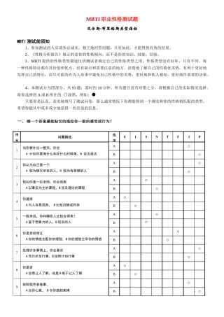 MBTI职业性格测试(最佳完整版)全