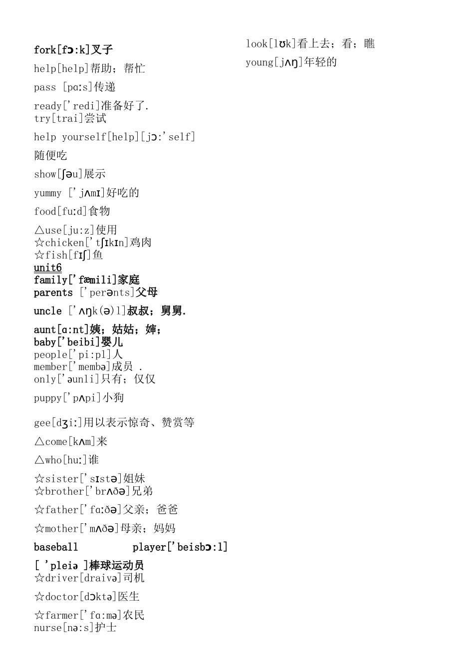 小学四年级上册英语单词表_第3页
