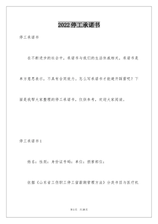 2024停工承诺书
